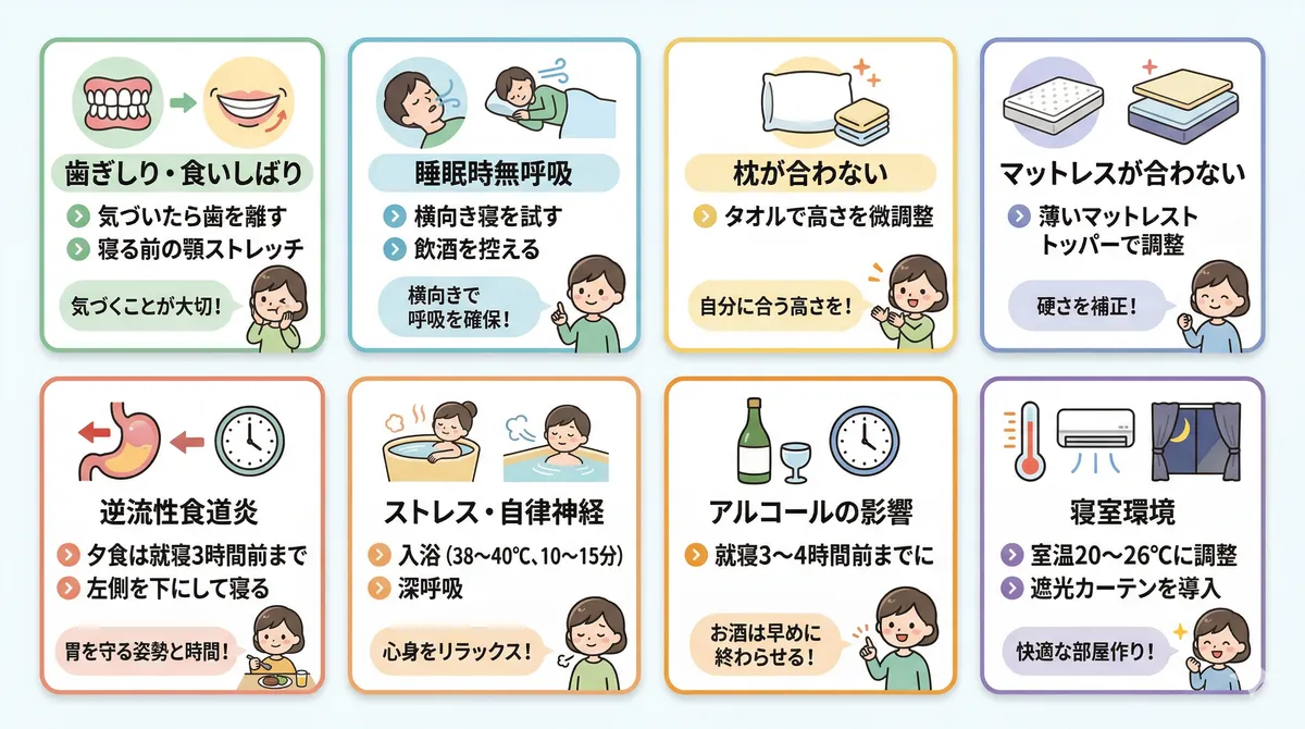 原因別の改善アクション一覧をわかりやすく整理します。
