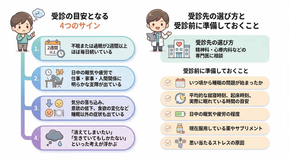 受診の目安となる4つのサインと、受診先の選び方・受診前に準備しておくことを案内します。