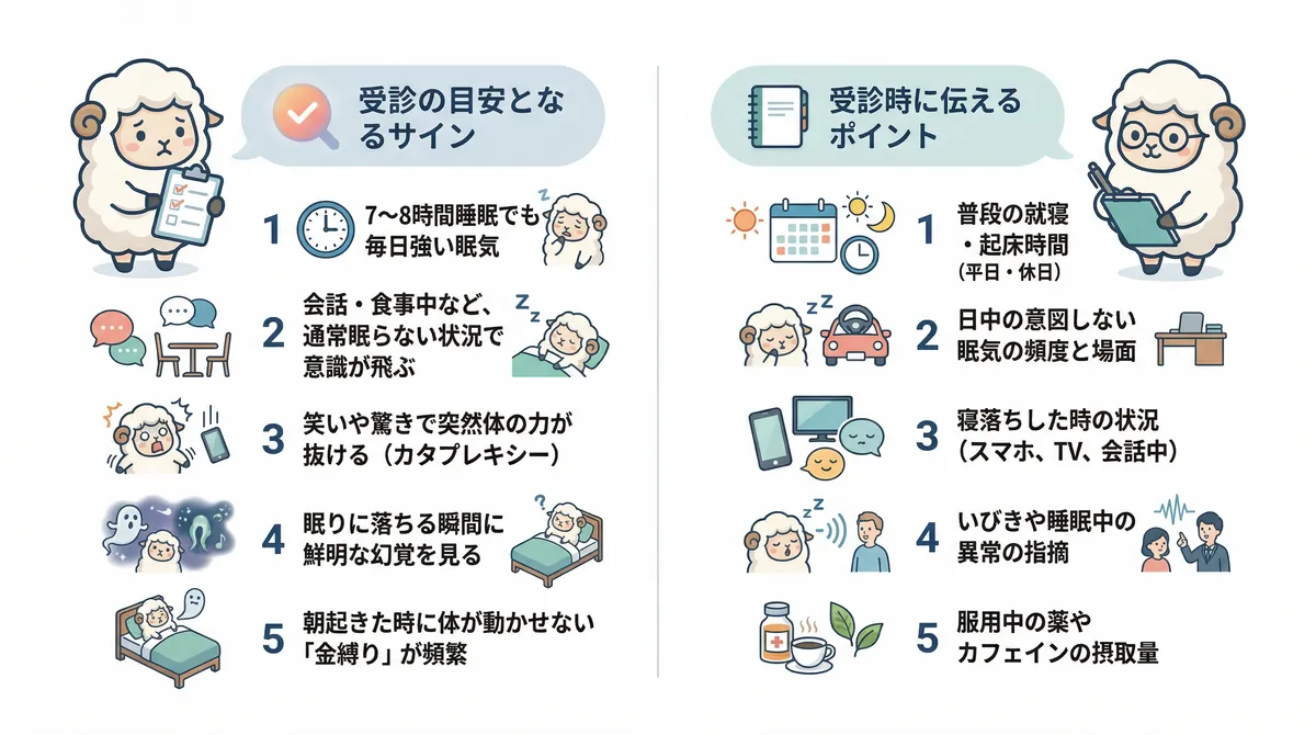 睡眠外来へ行くべき症状と、受診先と伝えるべきポイントを案内します。
