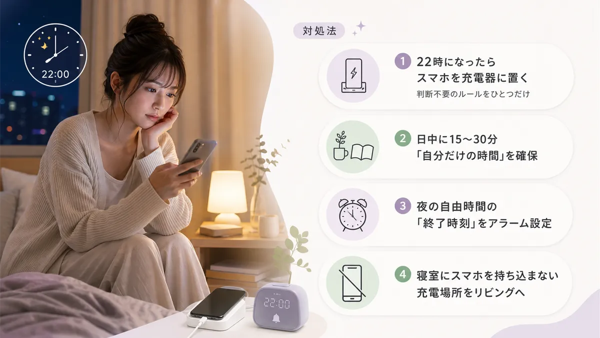 夜更かししてしまう心理的メカニズムとその対処法を紹介します。