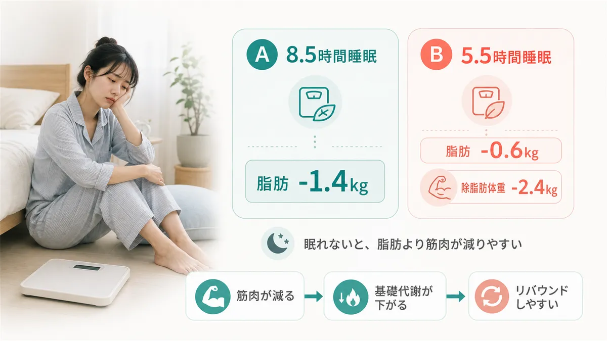 眠れないと脂肪よりも筋肉が減りやすくなる理由を科学的に解説します。