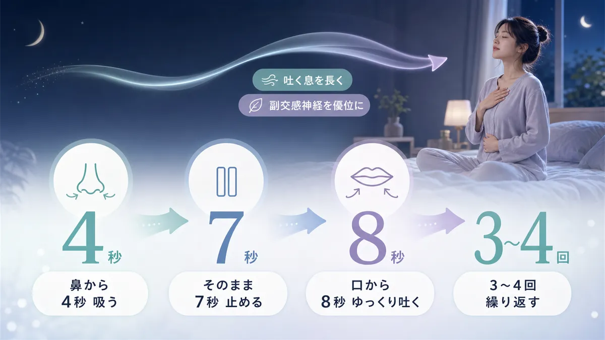吐く息を長くする呼吸法で副交感神経を優位にする具体的な方法を紹介します。