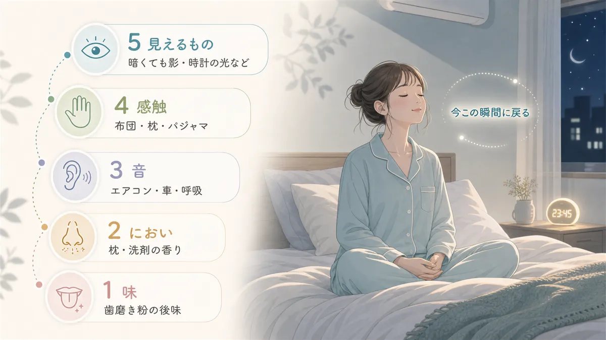 5-4-3-2-1法でそわそわから「今この瞬間」に戻る方法を紹介します。