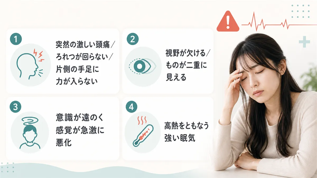 すぐに医療機関を受診すべき眠気の特徴を整理します。