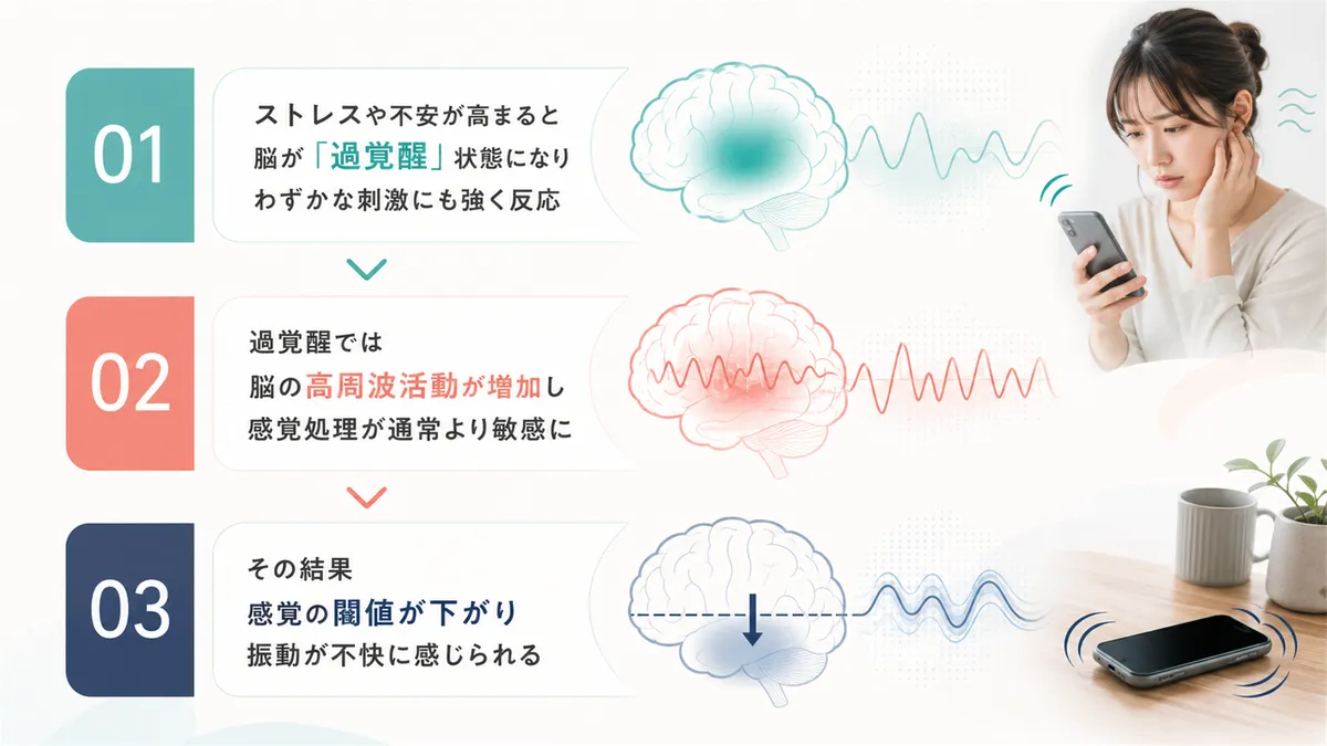 振動への感受性が変化する原因を説明します。