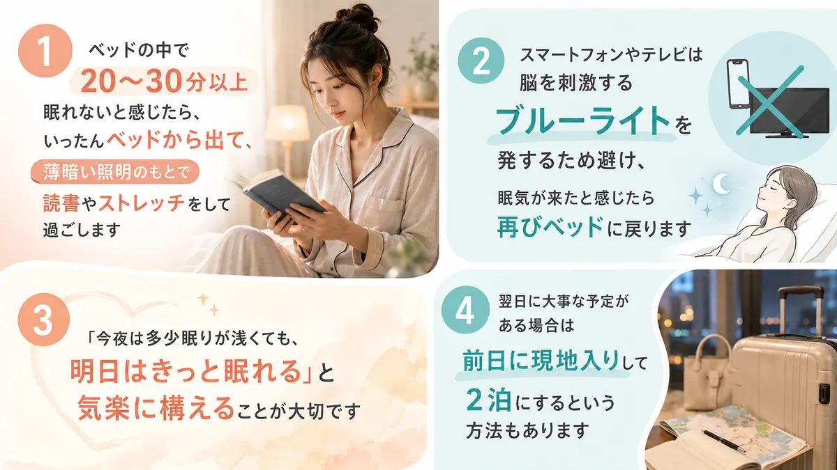 どうしても眠れないときの過ごし方を紹介します。