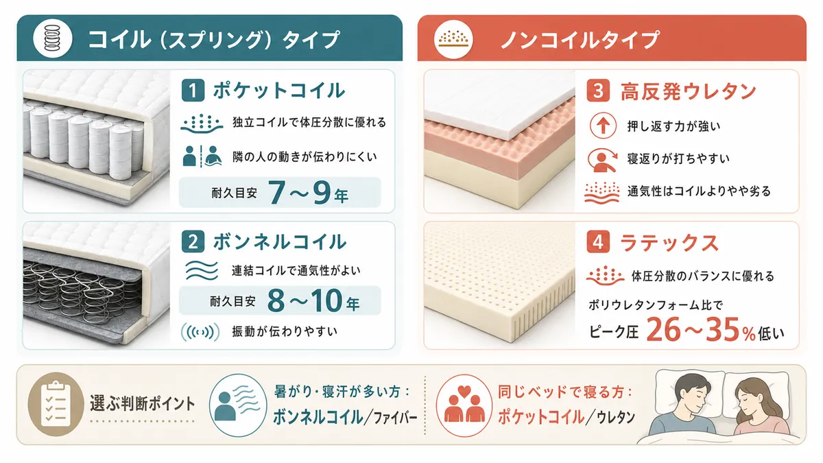 コイルタイプとノンコイルタイプの2系統があり、それぞれ特徴が異なります。