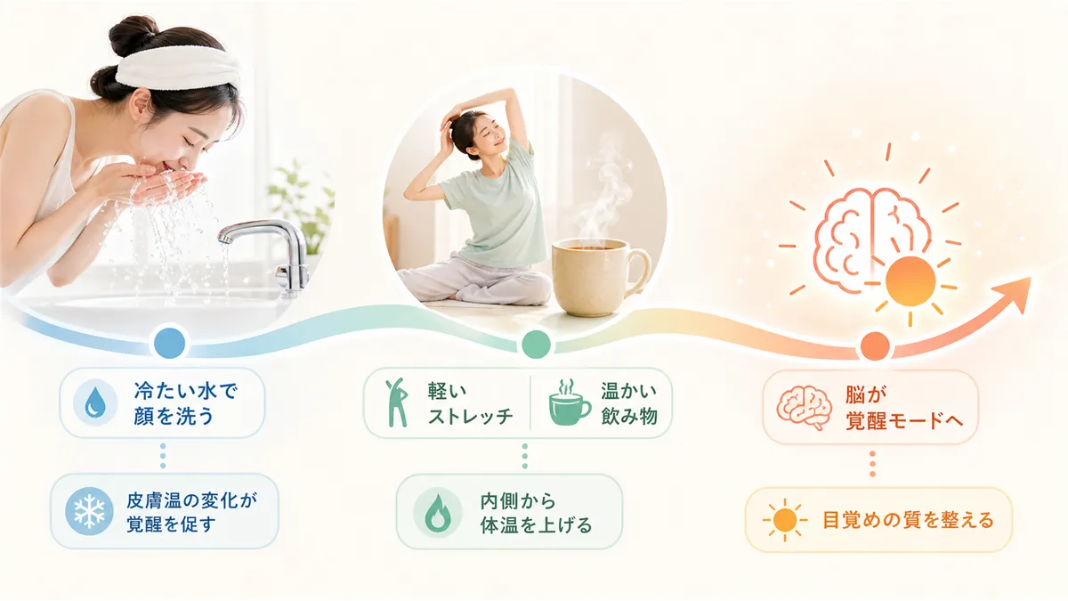 体温上昇を後押しする方法を解説し、体温リズムと目覚めの質の関係を明らかにします。