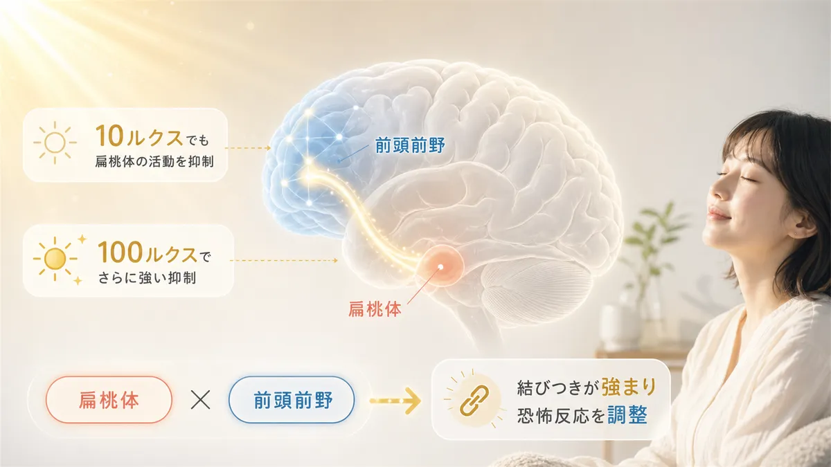 光が脳の恐怖反応を和らげる科学的な仕組みを紹介し、安心感をもたらす理由を明らかにします。