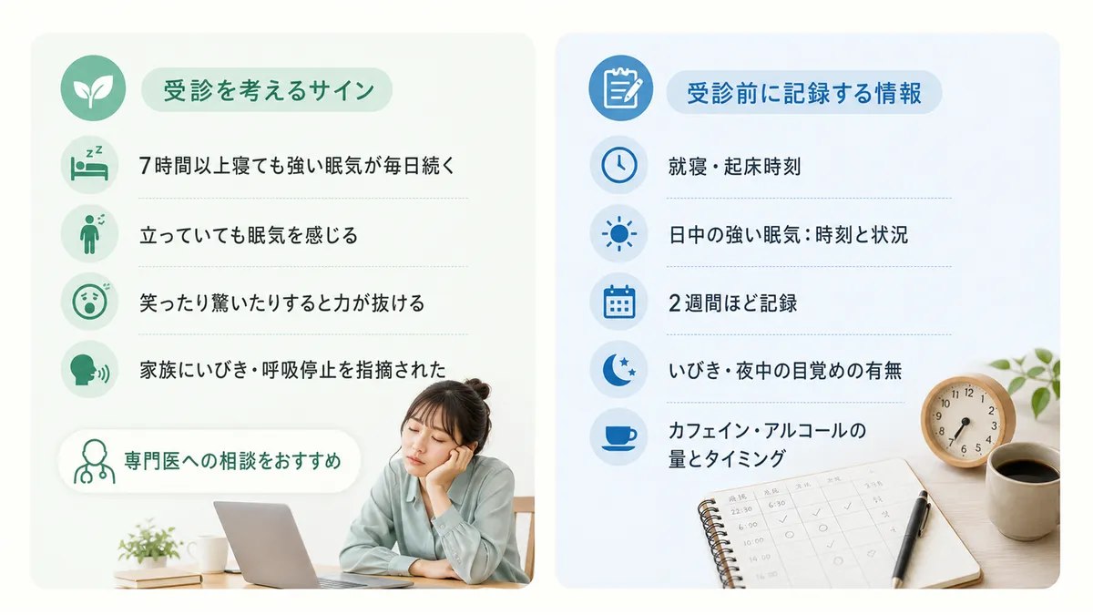 受診を考えるべき具体的なサインと、受診前に記録しておくと役立つ情報を紹介します。