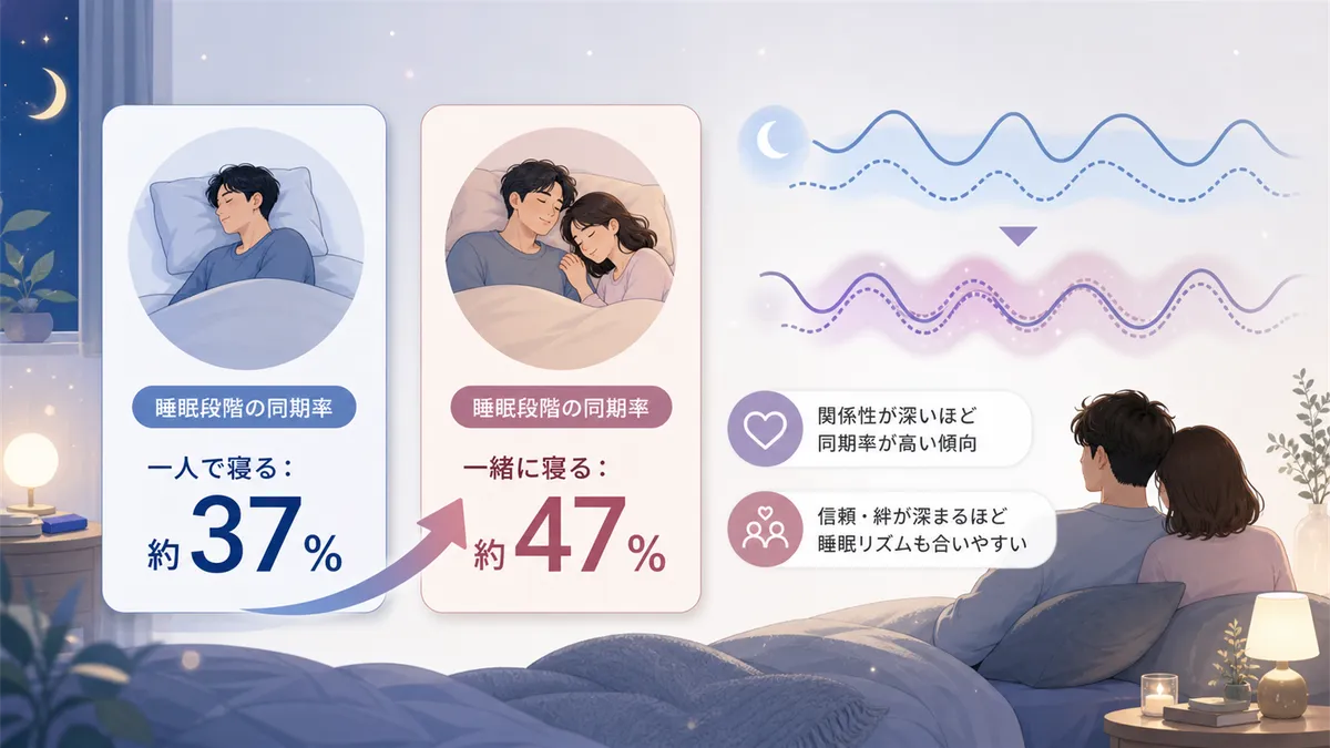 パートナー同士の睡眠リズムが同調する可能性について、研究データを交えて解説します。