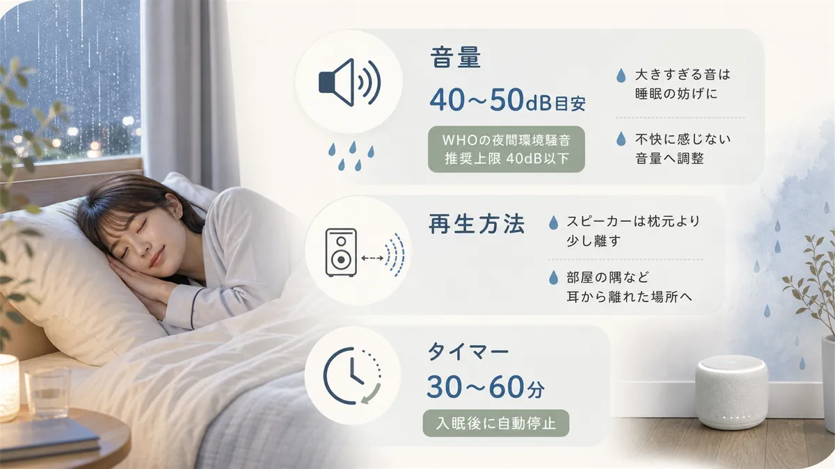 音量の目安や再生方法・タイマーの活用法など、実践的なアドバイスを紹介します。