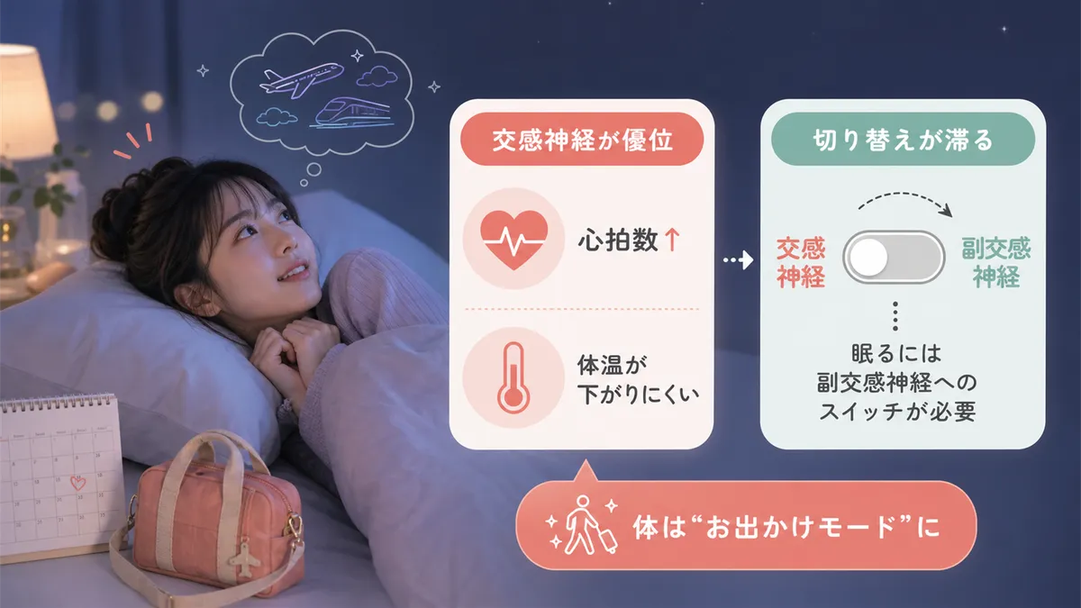 交感神経が活発になり体が「お出かけモード」に入る仕組みを解説します。