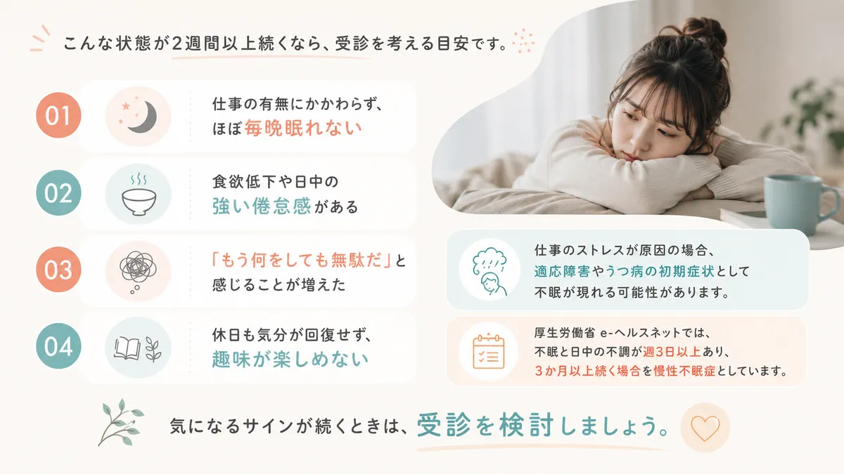 受診を検討すべきサインと相談先について案内します。
