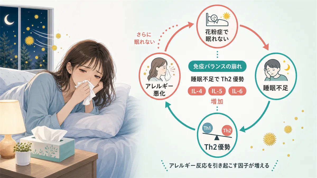 免疫バランスの崩れがアレルギーを加速させる悪循環を解説します。