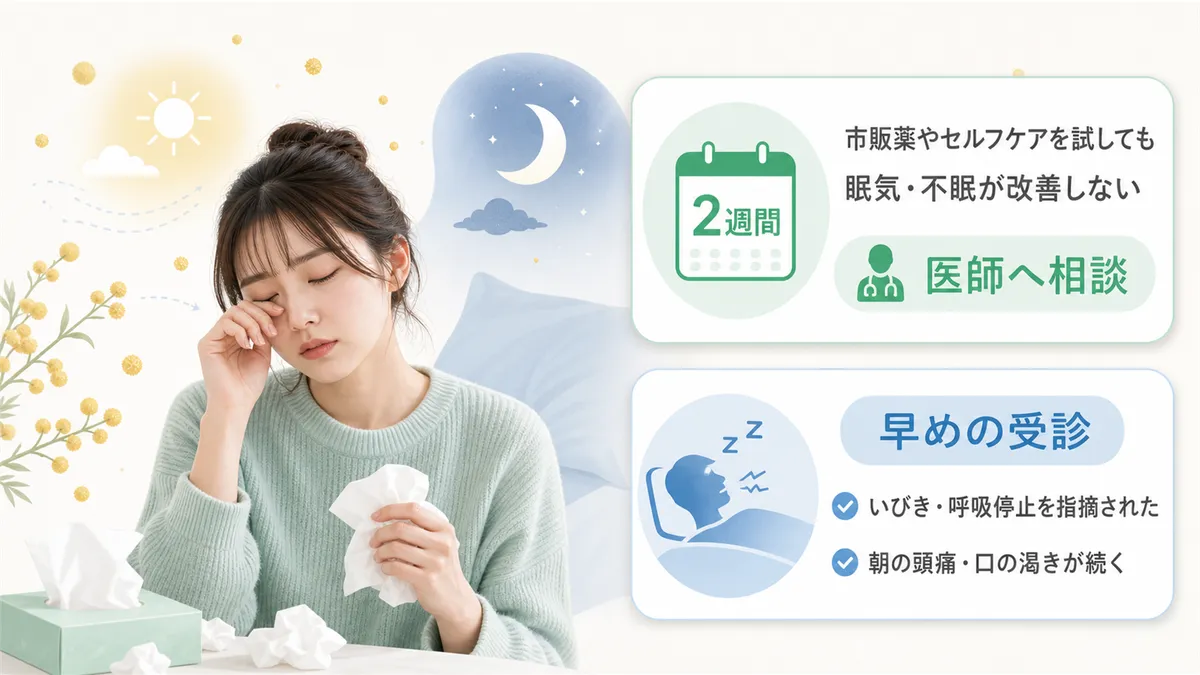 セルフケアで改善しない場合の受診の目安を案内します。