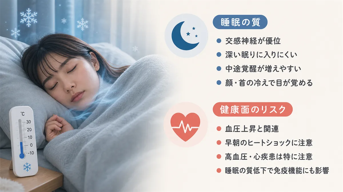 睡眠の質への影響や健康面へのリスクを紹介します。