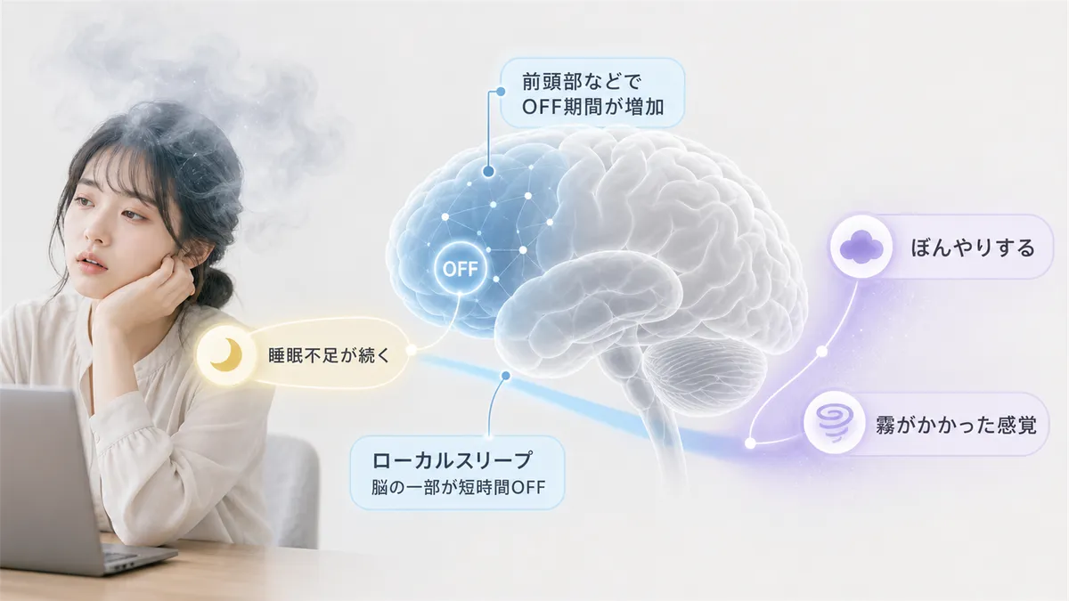 脳の一部が局所的にオフラインになる「ローカルスリープ」の現象を解説します。