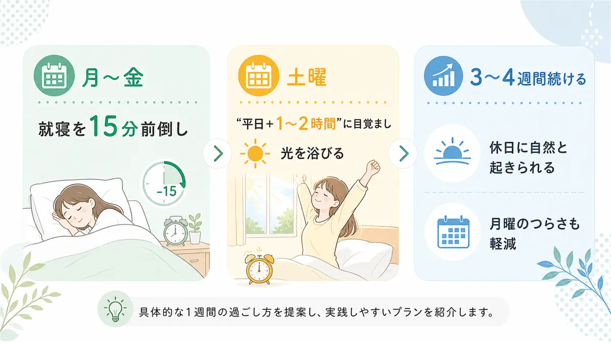 具体的な1週間の過ごし方を提案し、実践しやすいプランを紹介します。