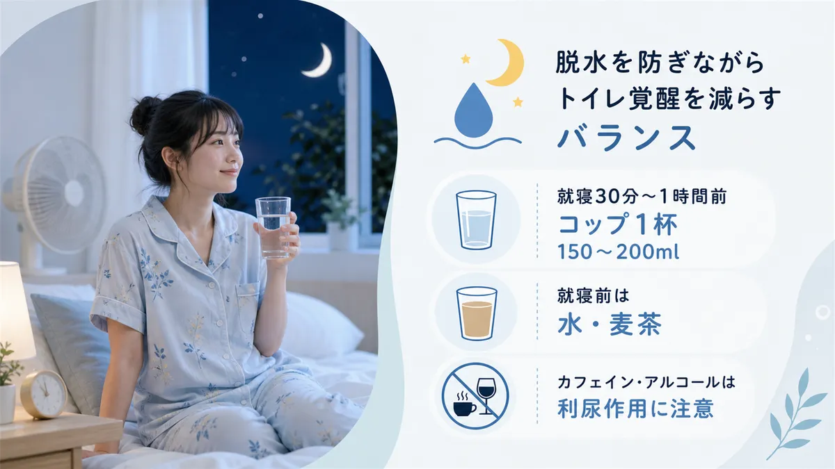 脱水を防ぎつつトイレ覚醒を減らすバランスの取り方を紹介します。