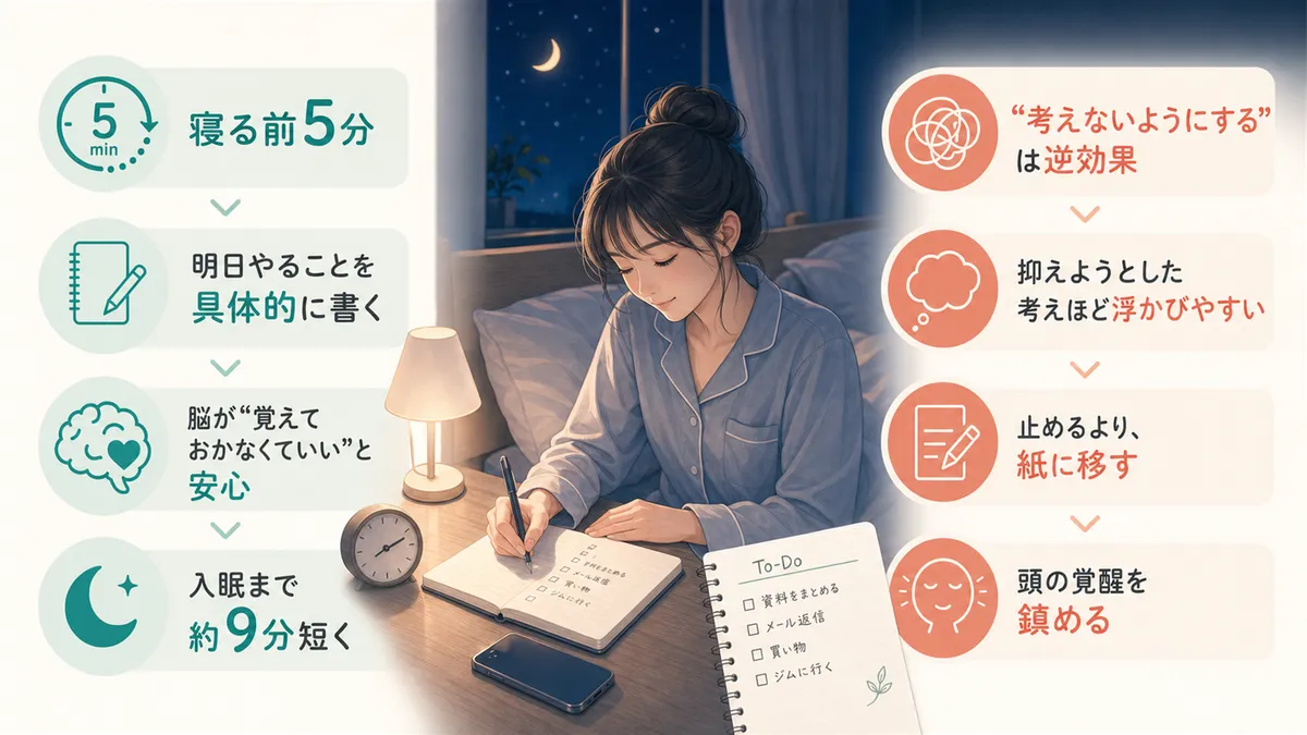 To-Doリストの書き出しや、「考えないようにする」がうまくいかない理由を紹介します。