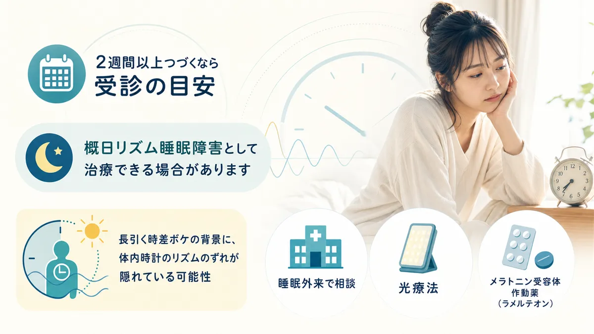 概日リズム睡眠障害として治療できる場合があることを紹介します。