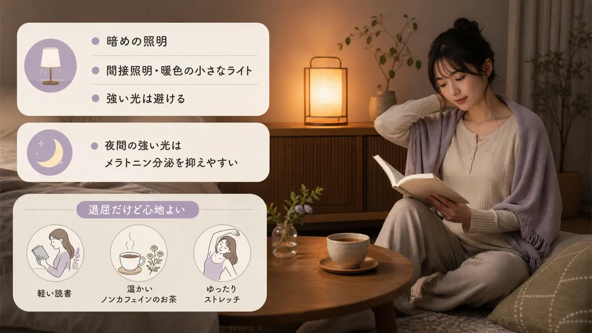 暗めの照明で退屈だけど心地よい過ごし方を選ぶことを紹介します。