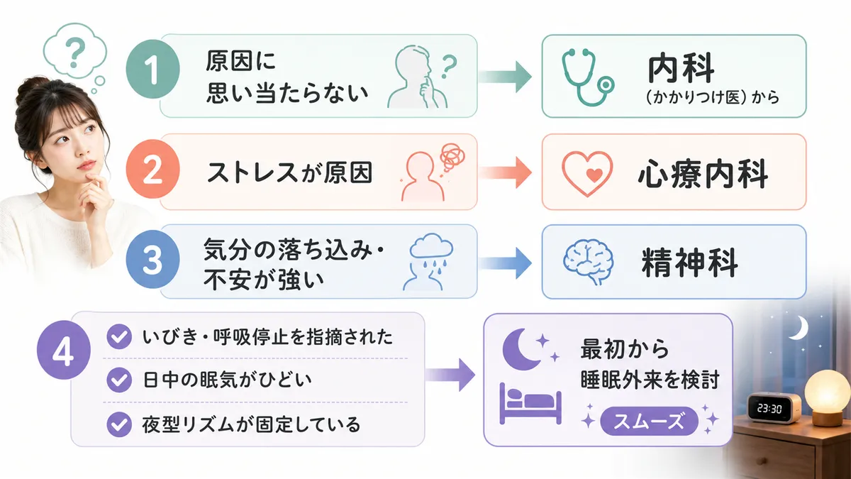 症状パターン別のおすすめ受診先を整理します。
