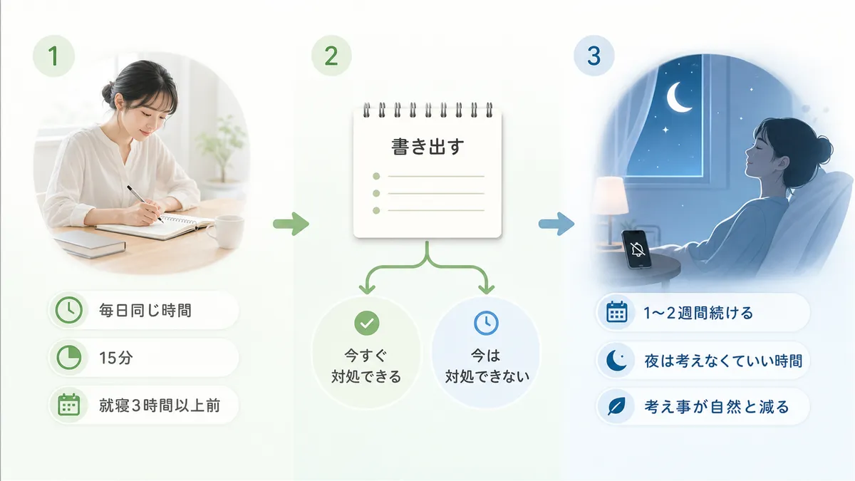 1日15分の心配タイムの進め方を具体的に紹介します。