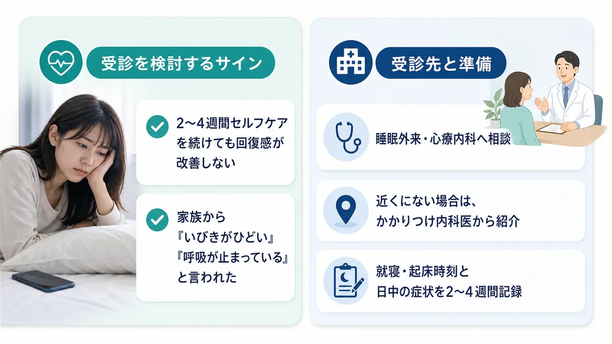 受診を検討すべきサインと、受診先の選び方と受診前の準備を紹介します。