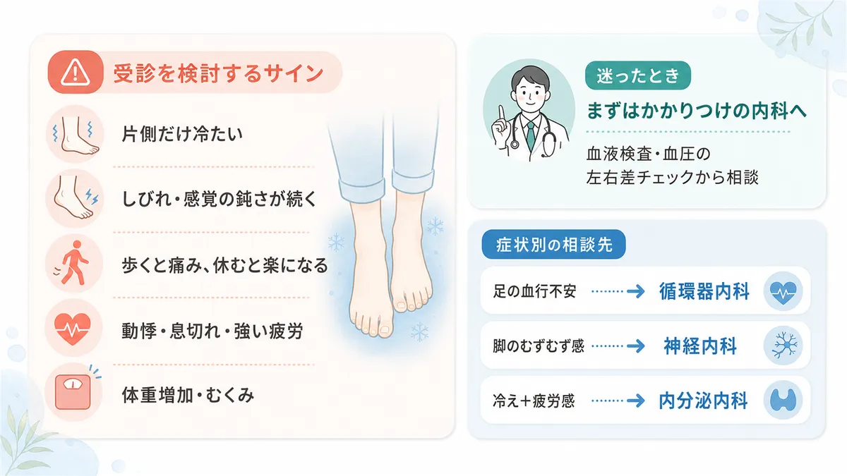 受診を検討すべき症状と、何科を受診すればよいかを紹介します。